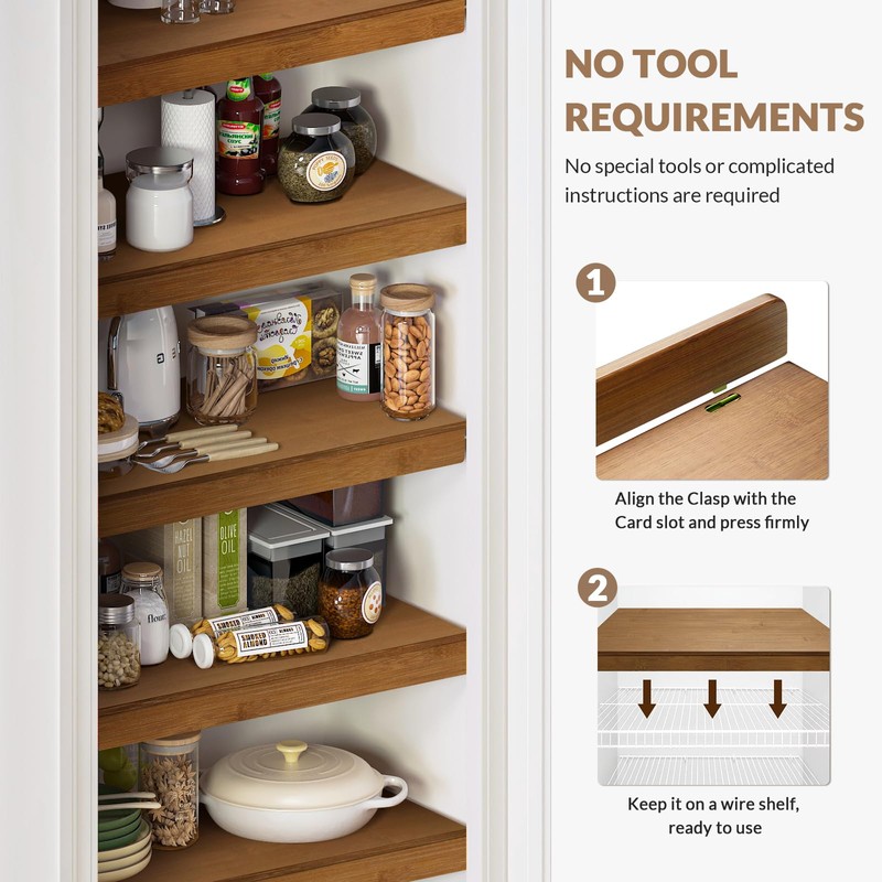 Gashell Wire Shelf Covers, Bamboo Wire Rack Covers for Pantry,