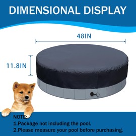 SAFANA 48" Foldable Dog Pool Cover, Swimming Pool Cover for Kids and Pets，Round Collapsible Dog Bath Pool Cover, Outdoor Inflatable Paddling Cover, Dustproof Waterproof Prevent Leaves