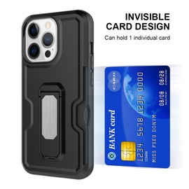 Ailiber for Cricket Debut S3 Case, Cricket Debut S3 Belt Clip Holster, with Card Holder+Screen Protector, Kickstand for Magnetic Car Mount, Card Slot Heavy Duty Dual Layer Shockproof Cover-Black