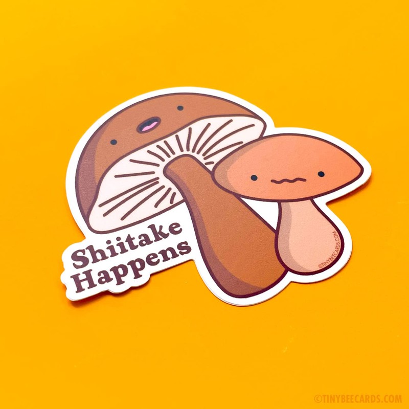 Mushroom Vinyl Sticker - Shiitake Happens