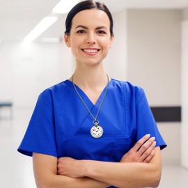 Silverora Pocket Watch Nurse Watches Nurse Watch: Medical Pattern Analogue Quartz Watch Waterproof Chain Watch Work Watch for Doctor Pflger Silver