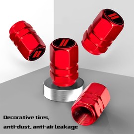 Aluminum 4pcs Tire Valve Cap Cover Set Compatible with Dodge Tire Valve Stem caps fiit for Dodge Challenger Car Accessories Decor (Red-for-D-Q)