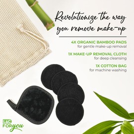 LAC Abschminkpads Waschbar 4 Stück + 1 Microfaser Abschminktücher mit Wäschesack - Wattepads Wiederverwendbar für Gesichtsreinigung