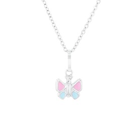 Amor Necklace with Pendant 925 Sterling Silver, Girl's Children's Necklace, 35 + 3 cm, Silver, Butterfly, Comes in Jewellery Gift Box, Sterling Silver, No Gemstone