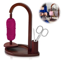 AUKOUPCIL Wooden Yarn Spool Rack, Magnetic Yarn Skein Ball Spinner Holder for Knitting and Crocheting Gift for Crochet Lovers