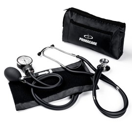 Primacare DS-9181-BK Professional Aneroid Sphygmomanometer and Sprague Rappaport Stethoscope, Manual Blood Pressure Kit with Cuff and Carrying Case, Black | Primacare