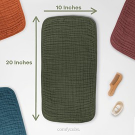 Comfy Cubs Comfy Cubs Muslin Burp Cloths 20" x 10", Pack of 10 - Large, 6-Layer, Ultra Absorbent 100% Cotton for Baby Drool and Messes - Soft, Safe & Gentle Baby Burp Cloths for Boys & Girls - Kelp