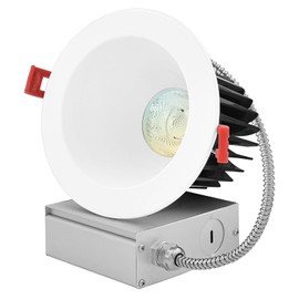 LUXRITE 4 Inch LED Recessed Lighting with Junction Box, 18W, CRI 90, 5 Color Selectable 2700K-5000K, 1500 Lumens, Regressed LED Downlight, 40° Spotlight, Dimmable, Wet Rated, IC Rated, ETL Listed