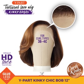 Sensationnel Kinky Edge Y-part lacewigs - ypart kinky chic bob 12inch glueless synthetic lace wig - CKCO kinky edge y part kinky chic bob 12 inch (BALAYAGEMOCHA)