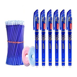 58Pcs Erasable Rollerball Pen Refill Sets Blue Ink 0.5mm Thin Nib Friction Pens for Students Study Gift