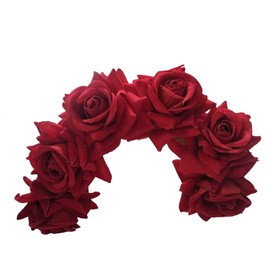 LYF5STAR Red Rose Veni Gajra- Natural looking Rose Veni Gajra for Girls & Women, Rose Veni Gajra for Wedding, Bun Making Hair accessories for Bride – Pack of 1 - Red