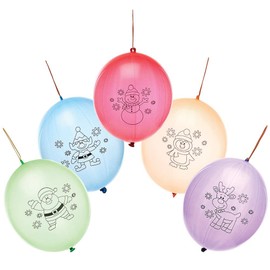 Baker Ross FX384 Christmas Punch Ball, Pack of 10, Children's Party Toy, Christmas Party Balloons, Children's Birthday Games