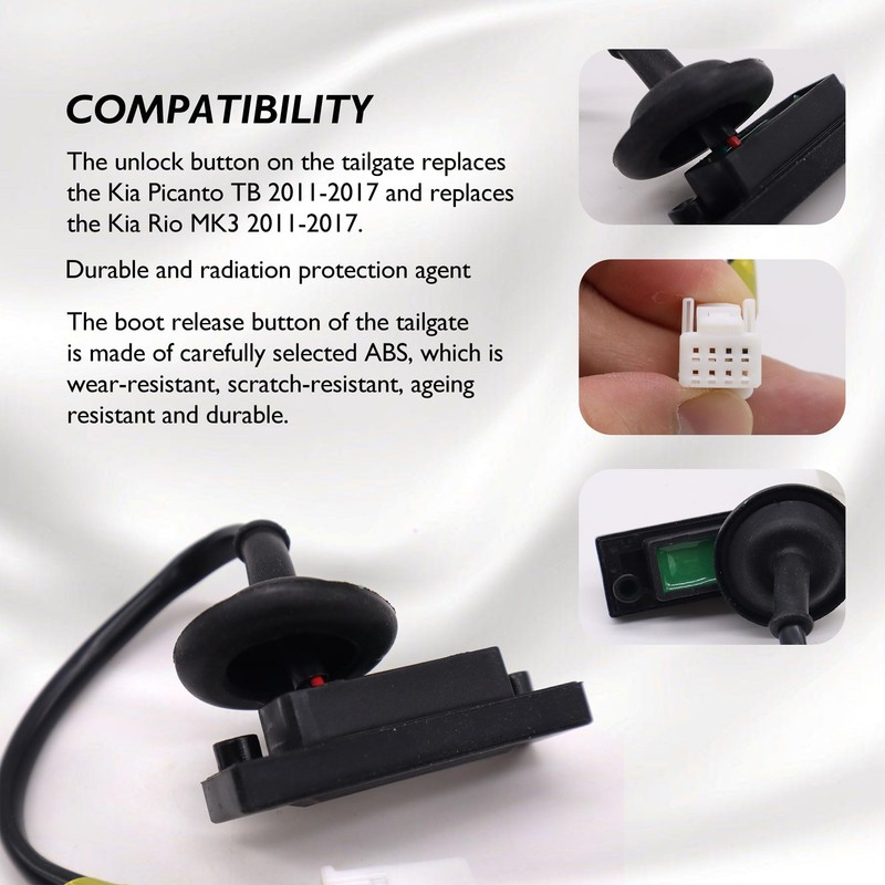 HISports Replacement Tailgate Release Button, Scratch-Resistant ABS Trunk Release Button