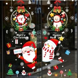 Christmas Decoration Static Cling Window Sticker for Store Displays Free Size/17 10ea