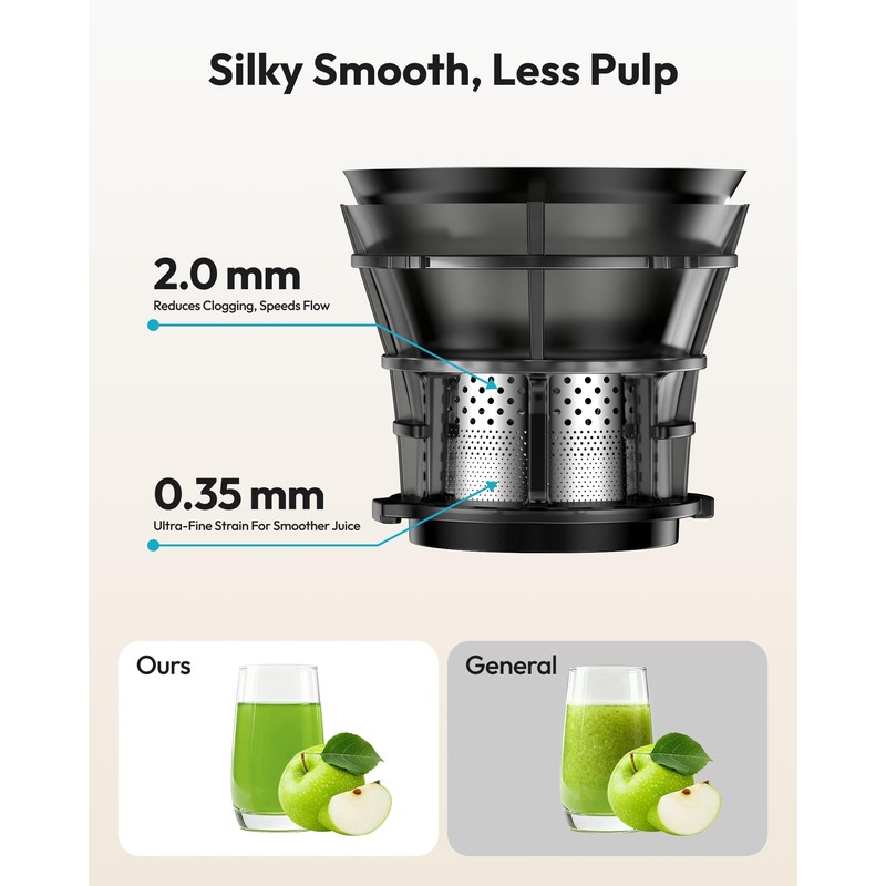 Cold Press Juicer Machines, EUHOMY 5.7" Wide Feed Chute Juicer