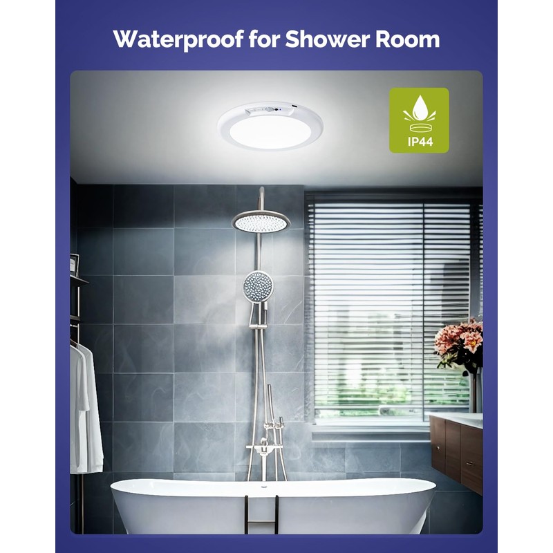 Aggforbl Battery Powered Ceiling Light with Remote, 7.48" Rechargeable Shower