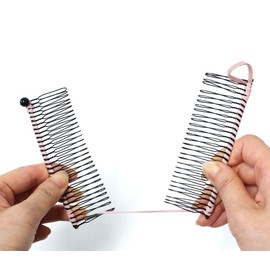 GETAGOTA Adjustable Banana Hair Clip Comb Clips for Women Stretch Ponytail Holder Accessory Double Combs Thick Curly Hair Grip Styling Maker Tool Clip Classic Clincher for Girls and Womens (pink)