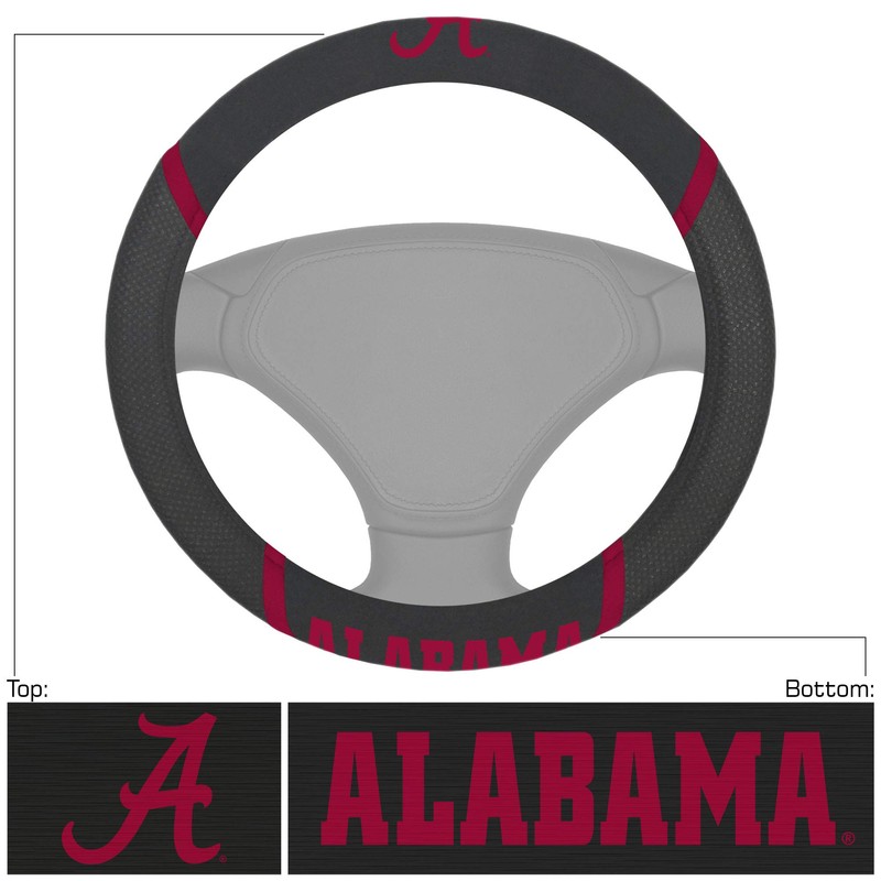 FANMATS 14804 Alabama Crimson Tide Embroidered Steering Wheel Cover 15"
