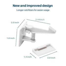 Inaya Cabinet Locks Child Safety Latches (Extended Length) - Baby Proofing Cabinets & Drawers Locks - Child Proof Your Home - No Drilling & No Tools Required! (12 Pack)