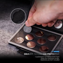 JJC CR2450 CR2430 CR2412 Battery Case Holder Storage,Water-Resistant,Button Coin Cell Battery Storage Organizer Box for 16x CR 2450 CR 2430 CR 2412 3V Lithium battery (Batteries Not Included)
