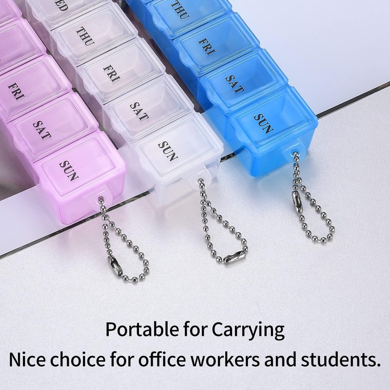 3 Pieces Pill Box Organiser Pill Dispenser Box, 7 Day