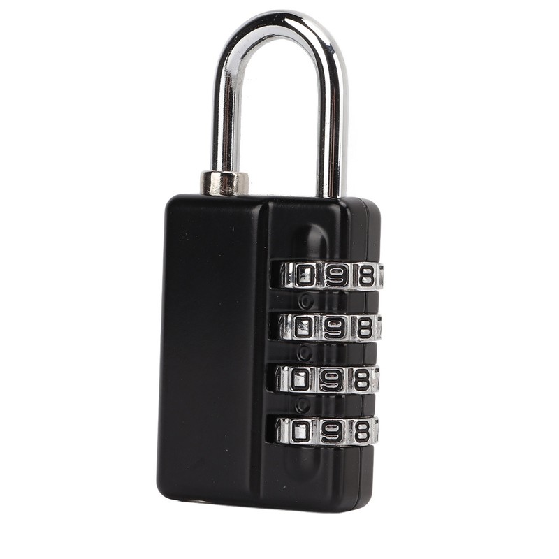 Gym Bag Locker Padlock 4 Digit Combination Zinc Alloy Black