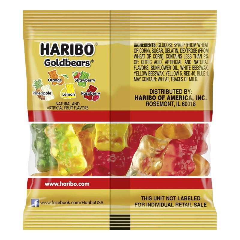 HARIBO Gold Bears, 22.8 Oz, Tub Of 54 Packs