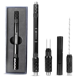 KEENSUN 4-in-1 Cigar Punch Tool Set with 2 Size Cigar Punch(7mm/9mm), Cigar Draw Enhancer Cutter and Twin Nubber (Black)