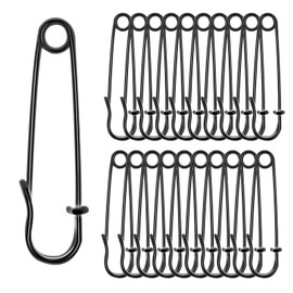 cobee 20 Pcs Large Safety Pins for Clothes, 2 Inch Heavy Duty Safety Pins for Thick Fabric, Metal Safety Pins for Crocheting Clothing Tag DIY Craft (Black)