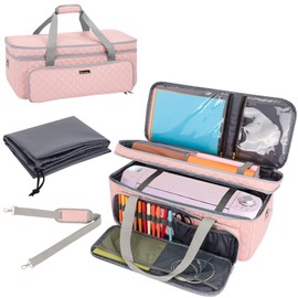 Carrying Case for Cricut Maker 4, Maker 3, Explore 4, Explore 3, Explore Air 2, Double-Layer Machine Bag with Dust Cover, Storage Organizer Craft Tote Bag for Cricut Accessories and Tools(Bag Only)