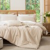 BUPIRD 3 Pieces Beige King Comforter Set, Lightweight Double-Layer Crinkle