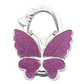 Bag Holder for Table, Handbag Holder for Table, Handbag Hanger, Foldable Non-Slip Bag Hook, Butterfly Shape, Foldable Bag Hook, for Desk, Restaurant (Pink)