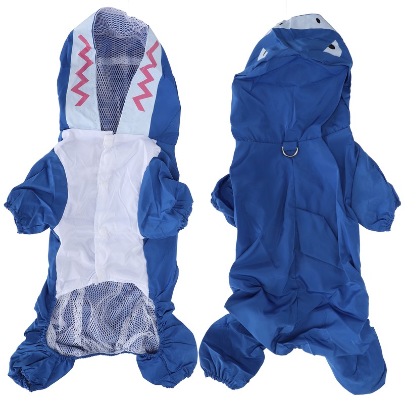 Dog Cute Raincoat Hooded Cloak Rain Jacket Cover Waterproof Polyester