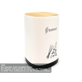 Wunder Toothpick Dispenser with Easy-Lift Function Toothpick Holder + 1 Refill Pack (100 Toothpicks) Toothpick with Flavour (Peach / Ice)