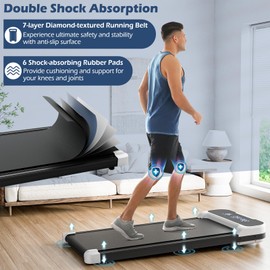 GYMAX Walking Pad, 2.5HP 3 in 1 Under Desk Treadmill with Remote Control, LED Display & 3 Countdown Modes, Free-Installation Portable Compact Running Jogging Machine for Home Small Space (White)
