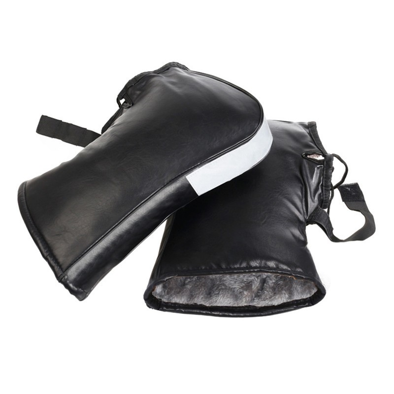 Bike Handlebar Mittens Waterproof Motorcycle Gloves Winter Thermal Windproof PU