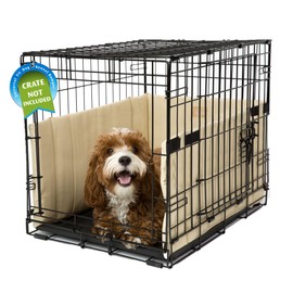 Pet Dreams Dog Crate Bumper- Crate Bumpers for Dog Cages is a Dog Crate Liner and Dog Tail Protector. Dog Crate Bumpers for Inside Crate, Safe and Comfy (Khaki, Small 24 Inch Dog Crate Bumper Pads)