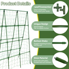 PHENEAHILL Large A-Frame Garden Trellis for Tomatoes, Cucumbers & Heavy Climbing Plants - Rust-Resistant, Heavy-Duty Steel, Perfect for Outdoor Gardens & Vertical Gardening(47" W x 63" H)