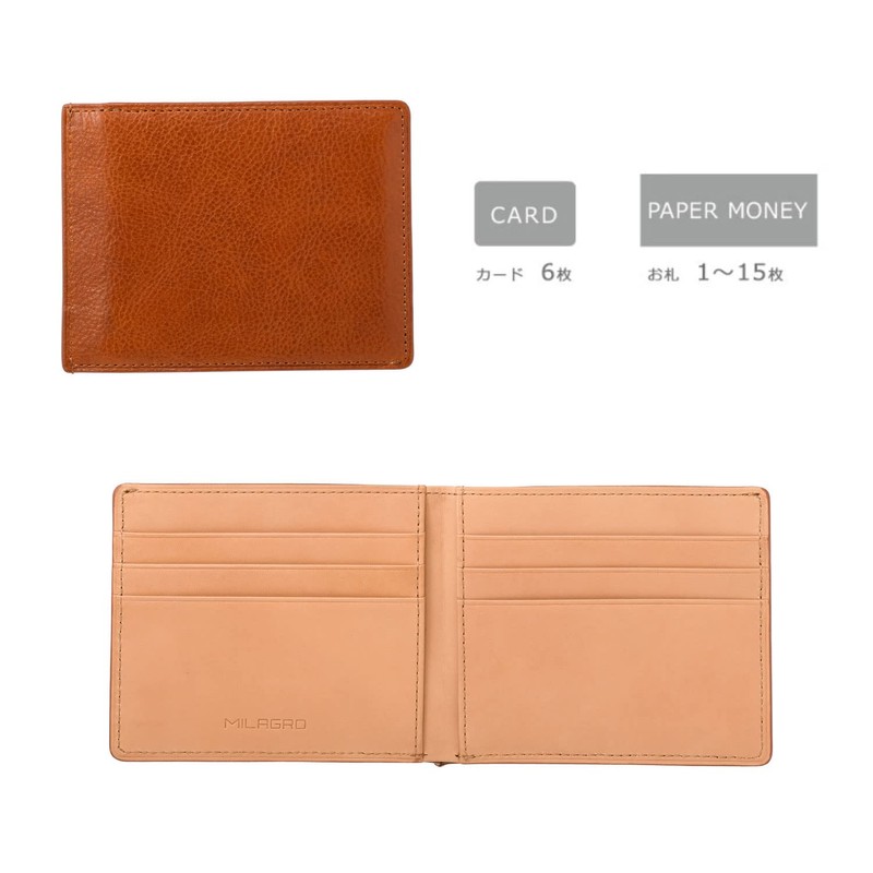 MILAGRO eami103 Amanda Oil Leather Slim Wallet, No Coin Purse