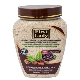 First Lady Activated Arabica Coffee & Cocoa Butter Scrub Cream 540ml - stretch marks, spider veins, cellulite and wrinkles - Face & Body