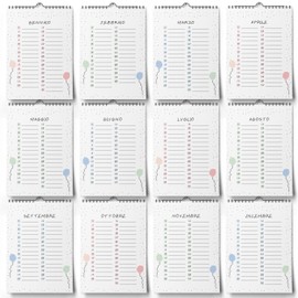 Birthday Calendar Year Independent (Italian) – Perpetual Calendar Undated for Entering Birthdays (Confetti, A4)