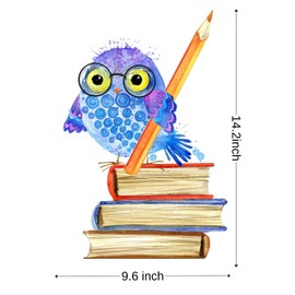Owls & Books Wall Decals,Cute Animal Wall Stickers, Educational Peel and Stick Wall Art & Murals for Kids Room,Reading Nook,Library Classroom Decor (C)
