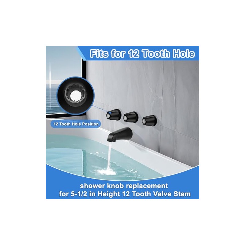 Matte Black Bath Tub Spout Shower Trim Kit, with 3