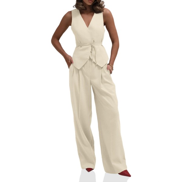 Cicy Bell Womens 2 Piece Outfits V Neck Tie Waist