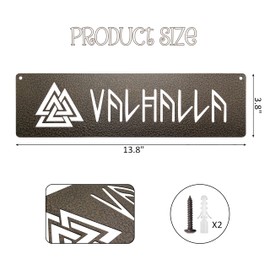 Valhalla Sign Viking Decor -13.8x3.8 Inches Nordic Metal Plaque Vintage Decorative Sign Viking Gifts For Men Home Accessories Wall Stuff Metal Wall Art