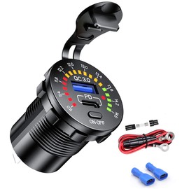 iMESTOU 12V USB C Charger with Voltmeter Switch Waterproof Dual USB Car Charger Fast Charging Socket Dual Power Outlets for Motorcycles, Marines, UTV, RV and More