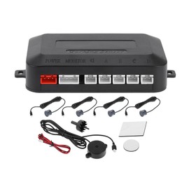 Motoforti Universal Car Auto Vehicle Reverse Backup Radar System Reverse Parking Sensors Alarm Buzzer Reminder Distance Detection Gray 4 Parking Sensors