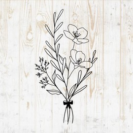 Minimalist Wildflowers Bouquet Quotes Wall Decals - Wildflowers Wall Stickers - Floral Botanical Field Plants - Wall Decor for Girls Room Bedroom Cars Laptop DWSV13320