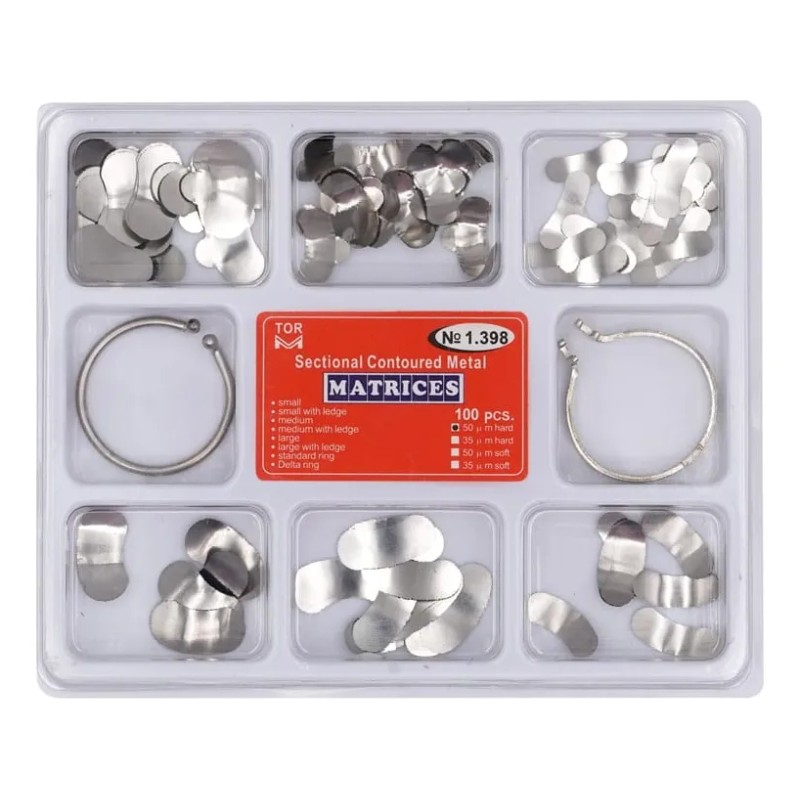 Banda Matriz Dental Contorneadas 100 Pzs Anillos Kit