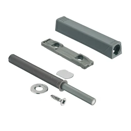Gedotec Pressure Catch Door Damper TIP-ON 956A1004 Long Version | 1 Set with Magnet and Cover Cap | Colour Grey | Flower Door Snap with Ejection Path 38 mm Push-to-Open for Kitchen Cabinets & Drawers